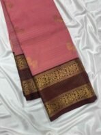 Premium Semi Silk Saree - Baby Pink With Meroon