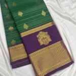 Premium Semi Silk Saree - Bottle Green With Wine