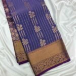 Semi Silk Saree - Blue WIth Purple